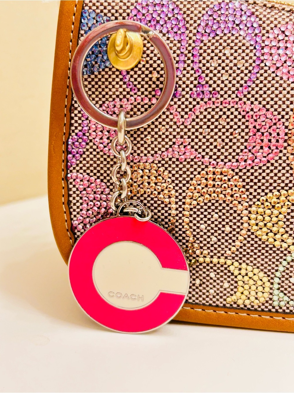 RARE Coach Y2K Pink C Charm Keychain/ Bag Charm